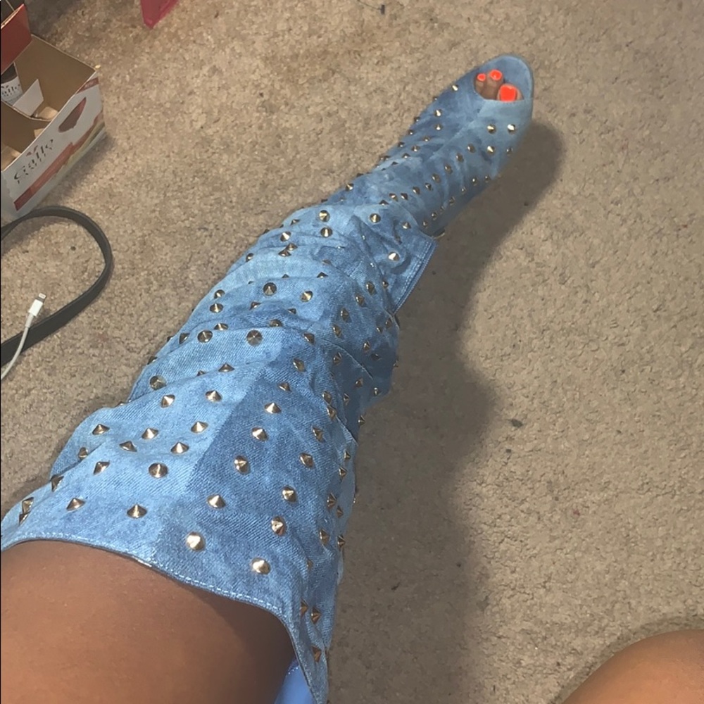 Denim heels